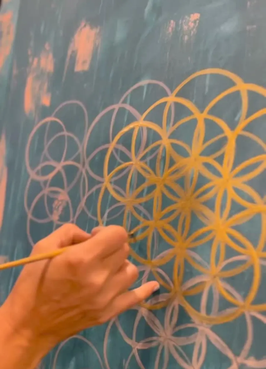 Mural pintado en el salón de Óleo
